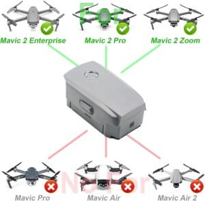 Battery compatible with Mavic 2 Enterprise, Mavic 2 Pro, and Mavic 2 Zoom models; not compatible with Mavic Pro, Mavic Air, and Mavic Air 2 models.