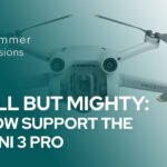 Promotional banner announcing support for the DJI Mini 3 Pro drone by Hammer Missions, featuring an image of the drone.